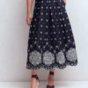 Verity Broderie Poplin Skirt Navy Verity Broderie Poplin Skirt Navy