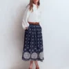 Verity Broderie Poplin Skirt Navy Verity Broderie Poplin Skirt Navy