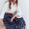 Verity Broderie Poplin Skirt Navy Verity Broderie Poplin Skirt Navy