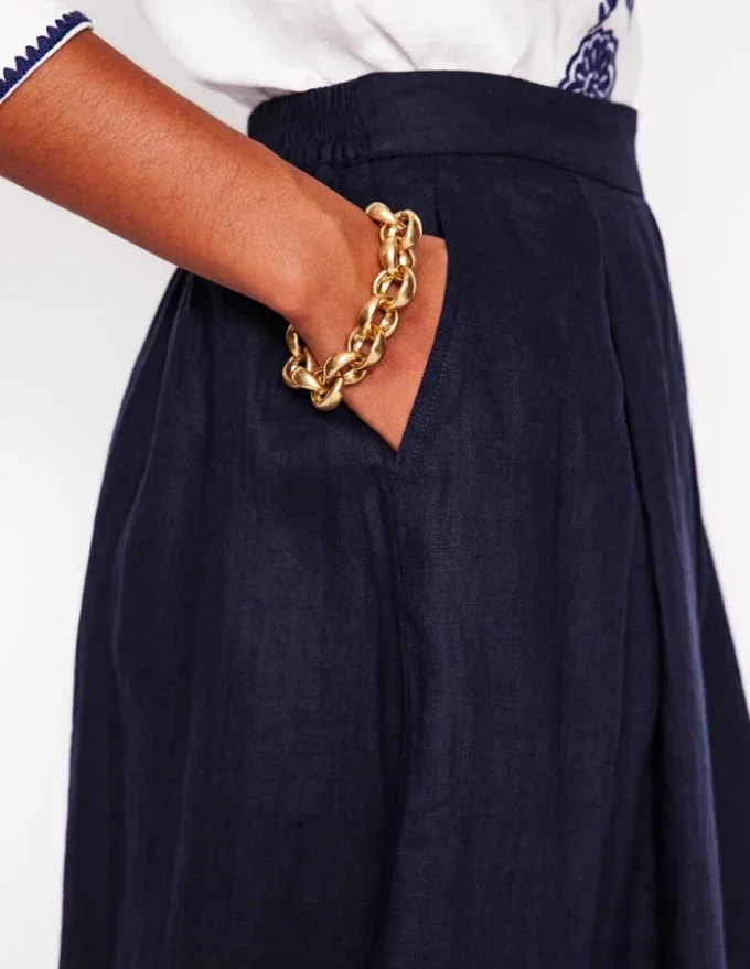 Verity Linen Midi Skirt Navy Verity Linen Midi Skirt Navy