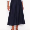 Verity Linen Midi Skirt Navy Verity Linen Midi Skirt Navy