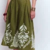 Verity Linen Midi Skirt Woodland Green Embroidery Verity Linen Midi Skirt Woodland Green Embroidery