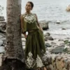 Verity Linen Midi Skirt Woodland Green Embroidery Verity Linen Midi Skirt Woodland Green Embroidery