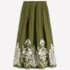 Verity Linen Midi Skirt Woodland Green Embroidery Verity Linen Midi Skirt Woodland Green Embroidery