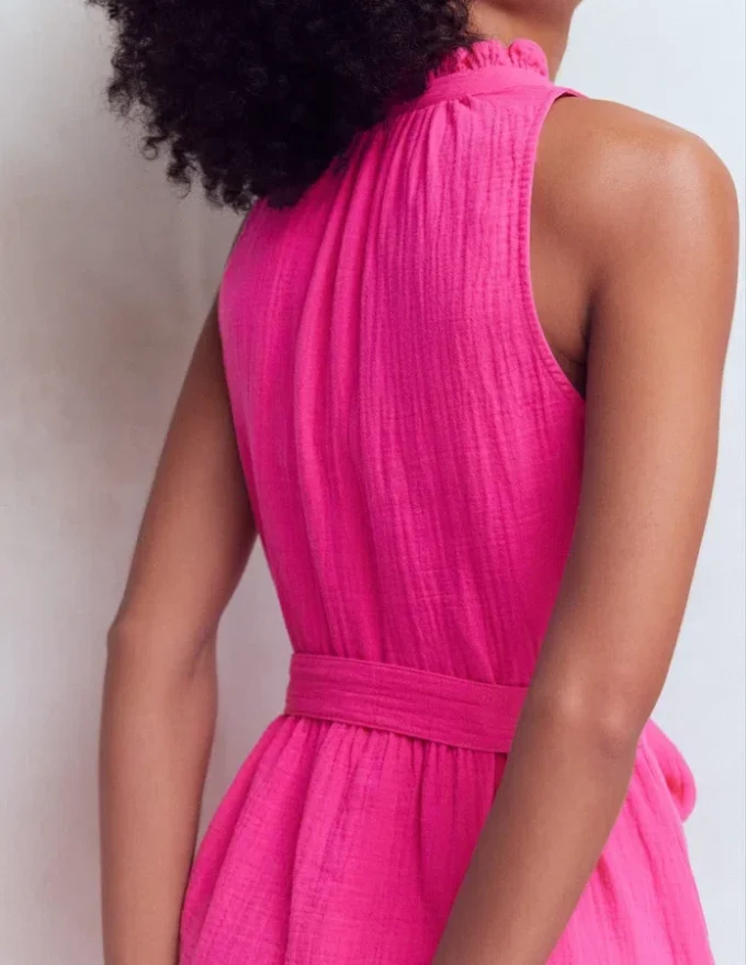 Viv Double Cloth Short Dress Pink Peony Viv Double Cloth Short Dress Pink Peony