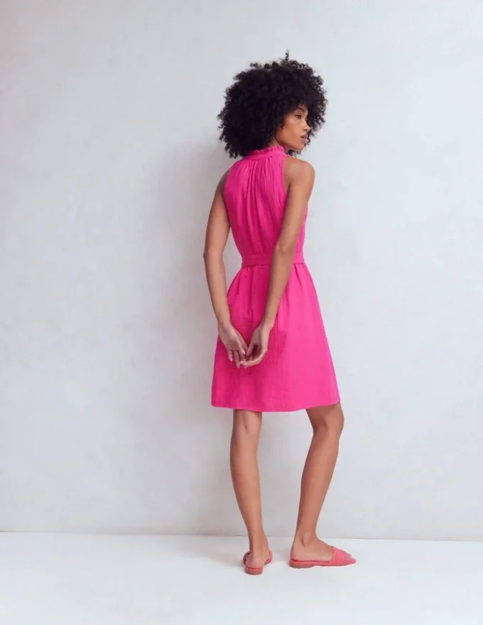 Viv Double Cloth Short Dress Pink Peony Viv Double Cloth Short Dress Pink Peony