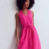 Viv Double Cloth Short Dress Pink Peony Viv Double Cloth Short Dress Pink Peony