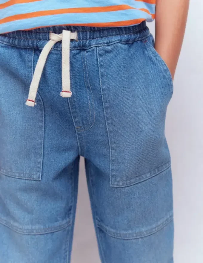 Warrior Knee Jeans Mid Blue Wash