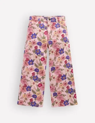 Wide Leg Jeans Blooming Pink Floral Bloom