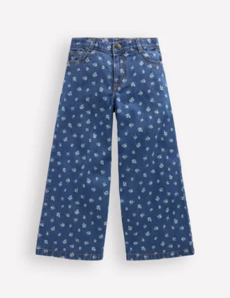 Wide Leg Jeans Denim Floral