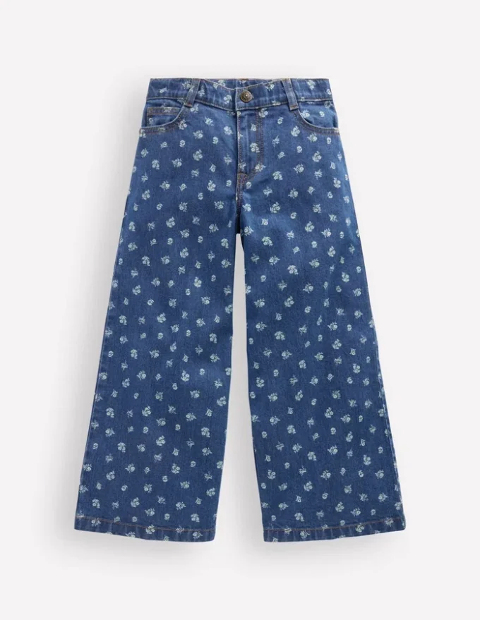 Wide Leg Jeans Denim Floral