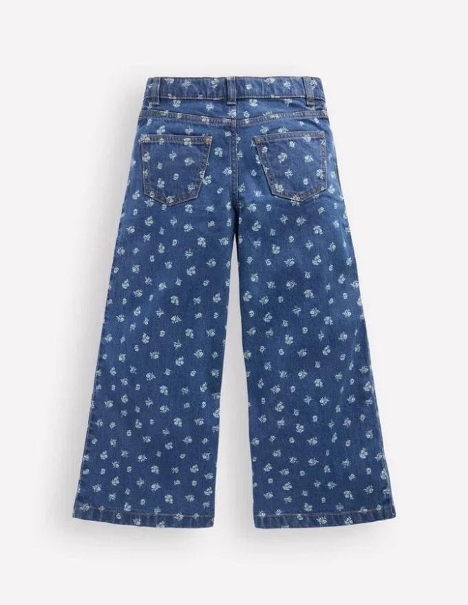 Wide Leg Jeans Denim Floral