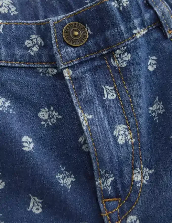 Wide Leg Jeans Denim Floral