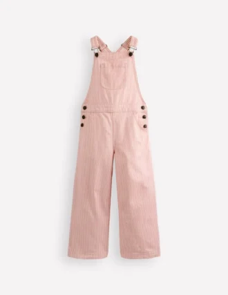 Wide Leg Overalls Pink Ticking Stripe