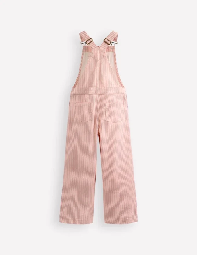 Wide Leg Overalls Pink Ticking Stripe