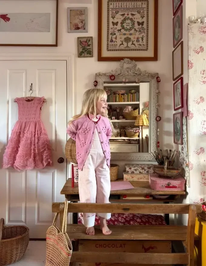 Wide Leg Overalls Pink Ticking Stripe