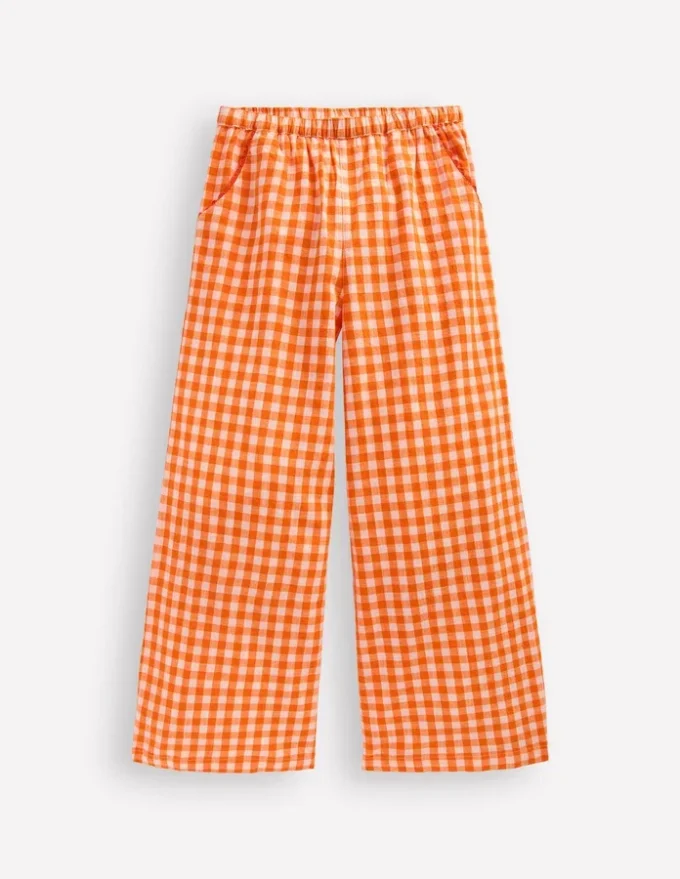 Wide Leg Pants Orange/Ivory Gingham Wide Leg Pants Orange/Ivory Gingham