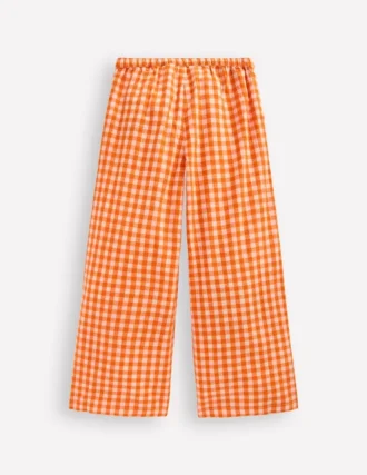 Wide Leg Pants Orange/Ivory Gingham