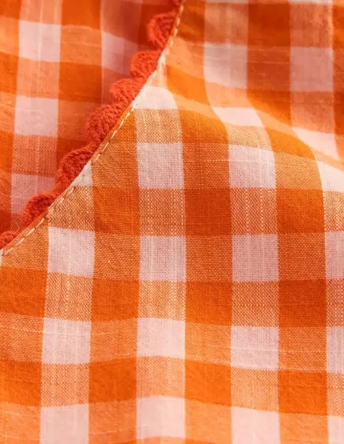 Wide Leg Pants Orange/Ivory Gingham Wide Leg Pants Orange/Ivory Gingham