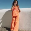 Wide Leg Pants Orange/Ivory Gingham Wide Leg Pants Orange/Ivory Gingham