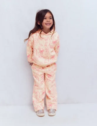 Wide Leg Printed Sweatpants Oatmeal Cats