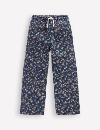 Wide Leg Printed Sweatpants Starboard Blue Meadow Floral