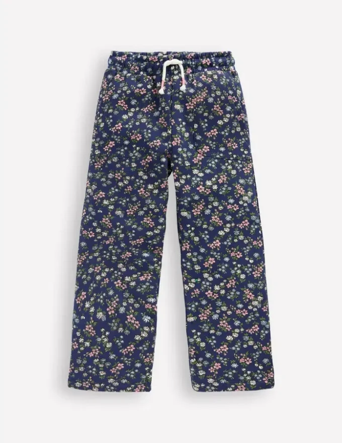 Wide Leg Printed Sweatpants Starboard Blue Meadow Floral