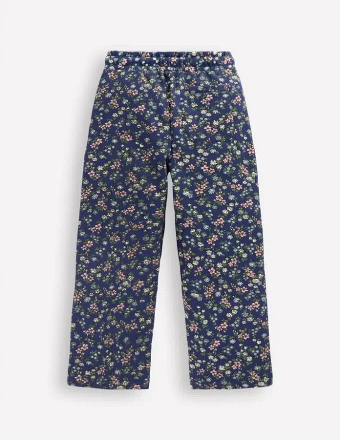 Wide Leg Printed Sweatpants Starboard Blue Meadow Floral