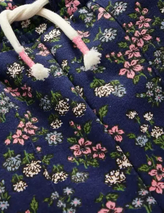 Wide Leg Printed Sweatpants Starboard Blue Meadow Floral