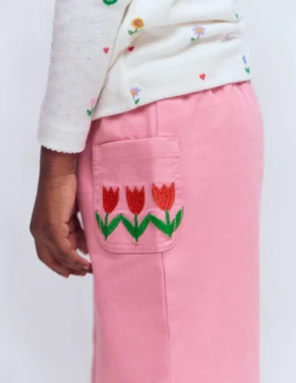 Wide Leg Pull-on Jeans Pink Tulips