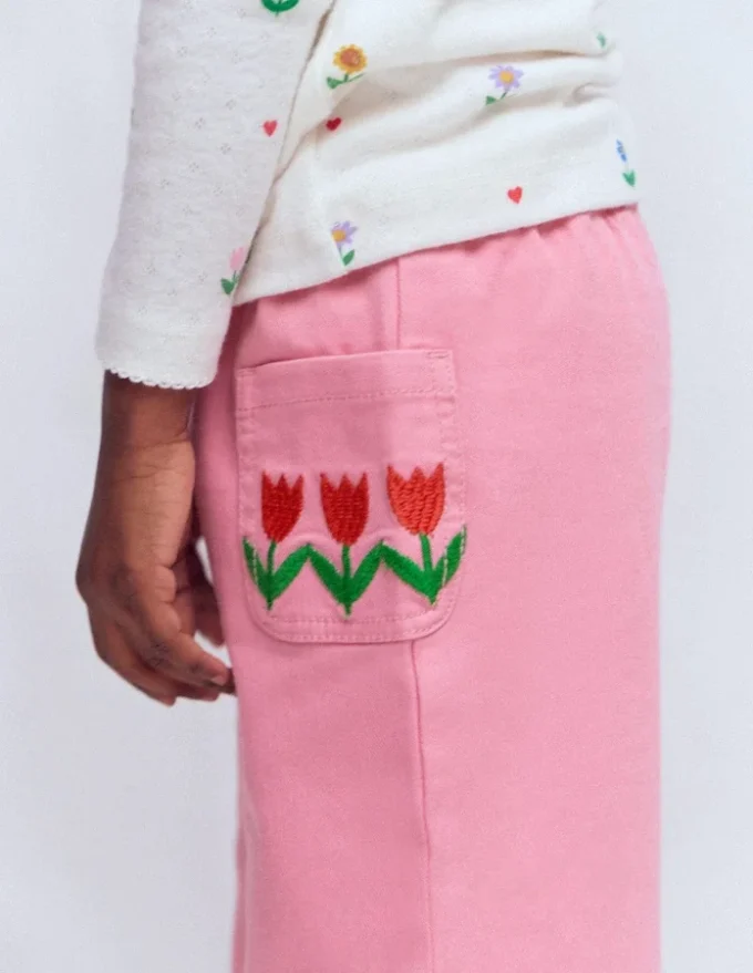 Wide Leg Pull-on Jeans Pink Tulips Wide Leg Pull-on Jeans Pink Tulips