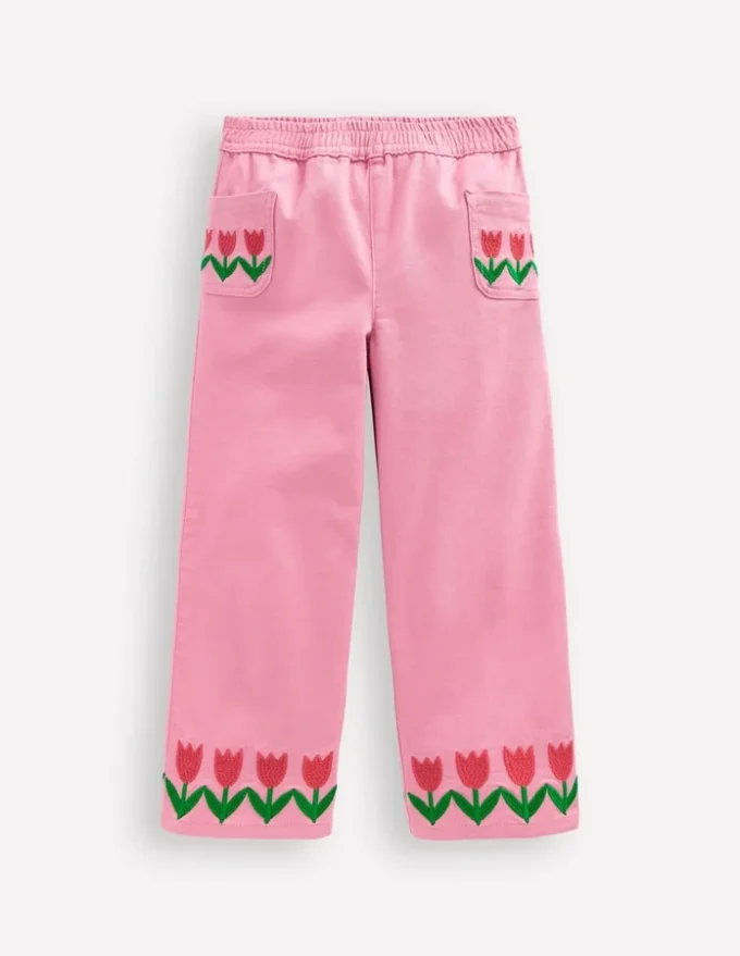 Wide Leg Pull-on Jeans Pink Tulips Wide Leg Pull-on Jeans Pink Tulips
