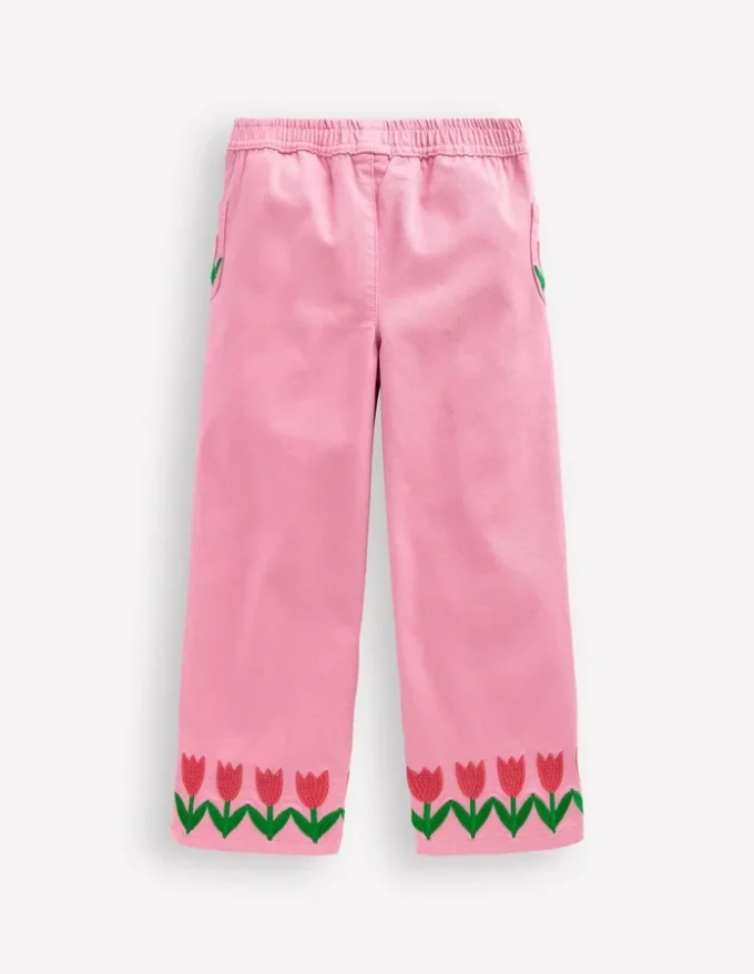 Wide Leg Pull-on Jeans Pink Tulips Wide Leg Pull-on Jeans Pink Tulips