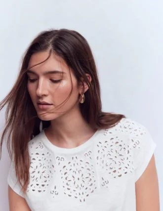 Willow Broderie T-shirt Brilliant White