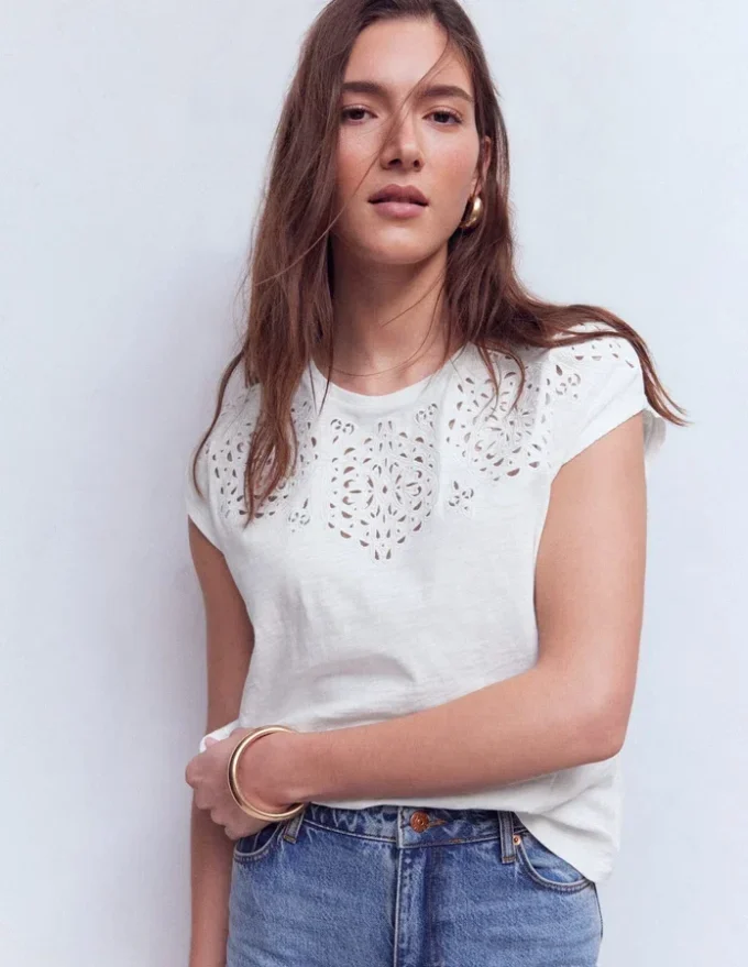 Willow Broderie T-shirt Brilliant White Willow Broderie T-shirt Brilliant White