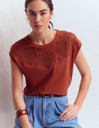 Willow Broderie T-shirt Burnt Orange