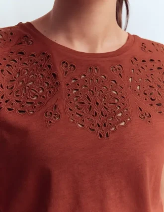 Willow Broderie T-shirt Burnt Orange