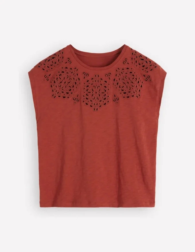 Willow Broderie T-shirt Burnt Orange Willow Broderie T-shirt Burnt Orange