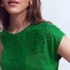 Willow Broderie T-shirt Fresh Green Willow Broderie T-shirt Fresh Green