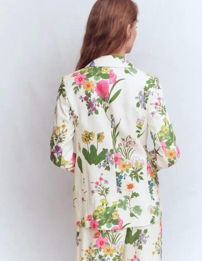 Woodbridge Linen Blazer Ivory, Delicate Blossom Woodbridge Linen Blazer Ivory, Delicate Blossom