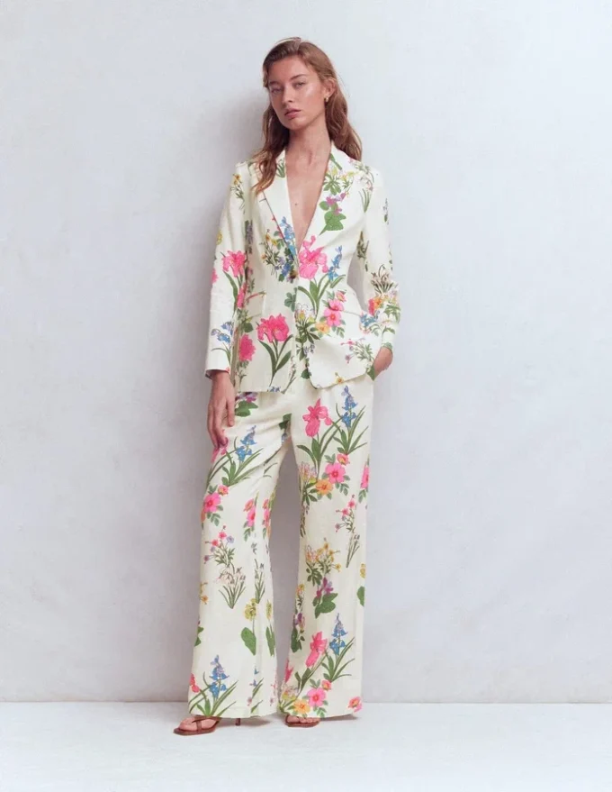 Woodbridge Linen Blazer Ivory, Delicate Blossom Woodbridge Linen Blazer Ivory, Delicate Blossom