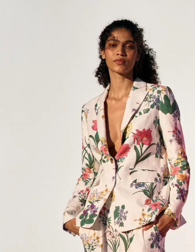 Woodbridge Linen Blazer Ivory, Delicate Blossom Woodbridge Linen Blazer Ivory, Delicate Blossom