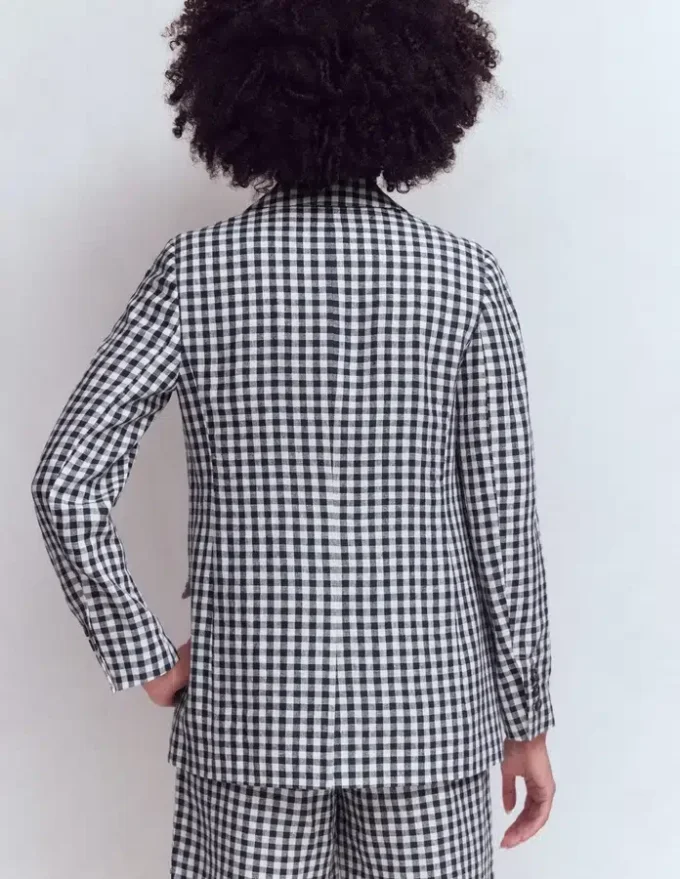 Woodbridge Linen Blazer Navy, Ivory Gingham Woodbridge Linen Blazer Navy, Ivory Gingham