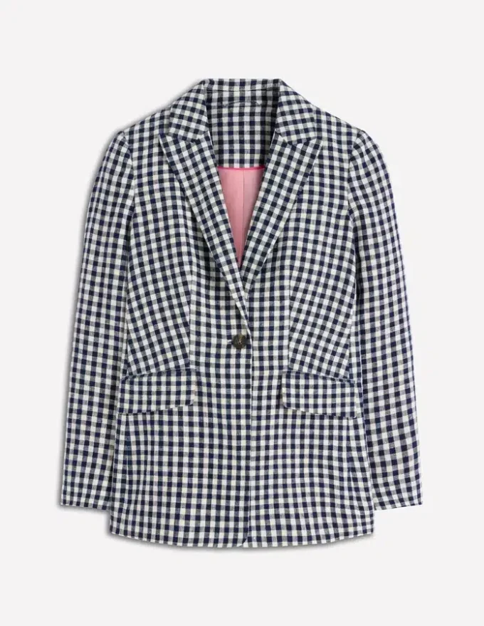 Woodbridge Linen Blazer Navy, Ivory Gingham Woodbridge Linen Blazer Navy, Ivory Gingham