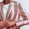 Woodbridge Linen Blazer Pink, Rich Emerald Stripe Woodbridge Linen Blazer Pink, Rich Emerald Stripe