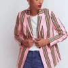 Woodbridge Linen Blazer Pink, Rich Emerald Stripe Woodbridge Linen Blazer Pink, Rich Emerald Stripe