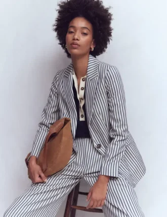 Woodbridge Relaxed Blazer Blue and Ivory Stripe