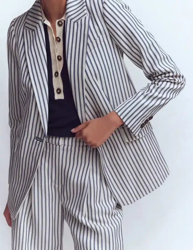 Woodbridge Relaxed Blazer Blue and Ivory Stripe Woodbridge Relaxed Blazer Blue and Ivory Stripe