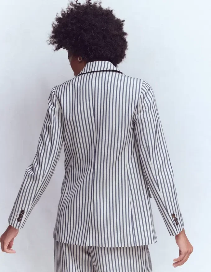 Woodbridge Relaxed Blazer Blue and Ivory Stripe Woodbridge Relaxed Blazer Blue and Ivory Stripe