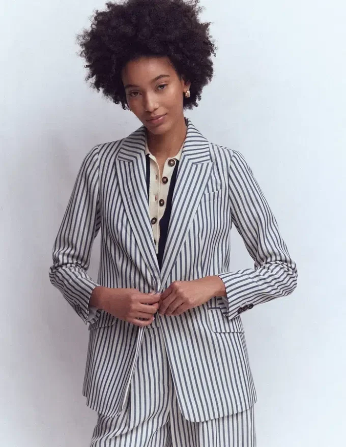 Woodbridge Relaxed Blazer Blue and Ivory Stripe Woodbridge Relaxed Blazer Blue and Ivory Stripe